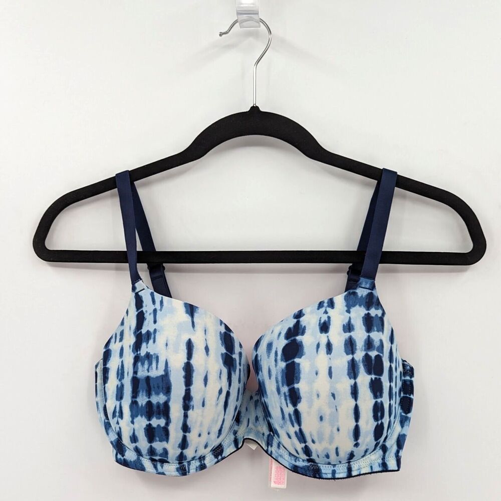 Victoria's Secret PINK Bra Women's 34DD Blue Tie Dye T-shirt Lightly Lined